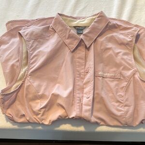 Eddie Bauer Pink Sleeveless Boxy Button Down Top